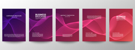 Cover geometric minimal. set. Vector abstract line pattern for poster design. Set of templates for business brochures. cool gradients.のイラスト素材