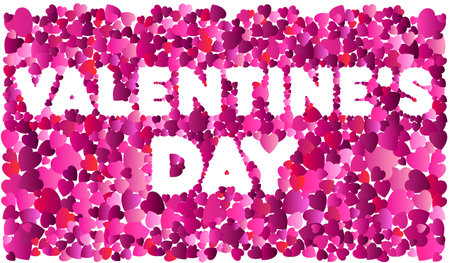 Valentine's Day Love. Decorative heart background with many flying valentines hearts. vector illustrationのイラスト素材