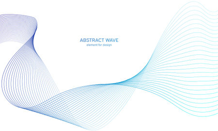 Abstract colorful wave element for design. Digital frequency track equalizer. Stylized line art background.Vector illustration.Wave with lines created using blend tool.Curved wavy line,smooth stripeのイラスト素材