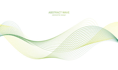 Abstract colorful wave element for design. Digital frequency track equalizer. Stylized line art background.Vector illustration.Wave with lines created using blend tool.Curved wavy line,smooth stripeのイラスト素材