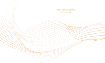 Abstract colorful wave element for design. Digital frequency track equalizer. Stylized line art background.Vector illustration.Wave with lines created using blend tool.Curved wavy line,smooth stripeのイラスト素材