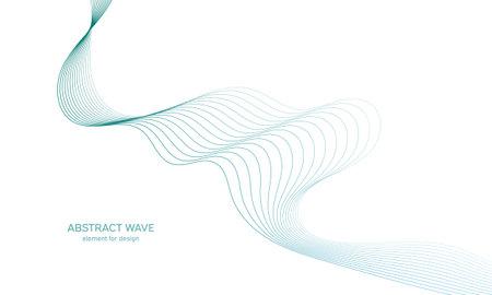 Abstract colorful wave element for design. Digital frequency track equalizer. Stylized line art background.Vector illustration.Wave with lines created using blend tool.Curved wavy line,smooth stripeのイラスト素材