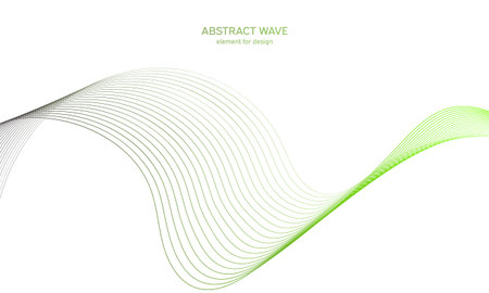 Abstract colorful wave element for design. Digital frequency track equalizer. Stylized line art background.Vector illustration.Wave with lines created using blend tool.Curved wavy line,smooth stripeのイラスト素材