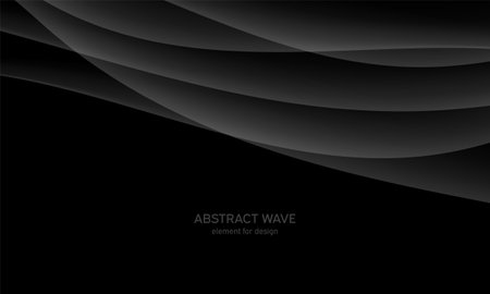 Abstract black background with smooth gray lines, waves. Modern and fashion. Gradient geometric. vectorのイラスト素材