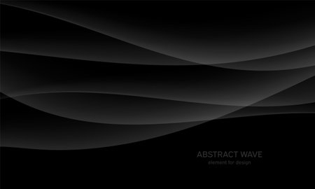 Abstract black background with smooth gray lines, waves. Modern and fashion. Gradient geometric. vectorのイラスト素材