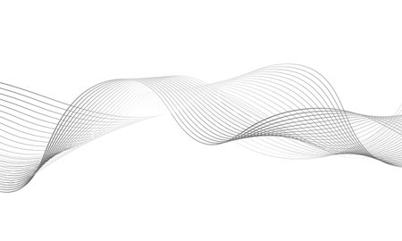 Abstract platinum wave element for design. Digital frequency track equalizer. Stylized line art background.Vector illustration.Wave with lines created using blend tool.Curved wavy line,smooth stripeのイラスト素材