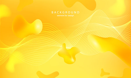 Abstract gradient liquid yellow background. Bright design texture. Dynamic shape composition for design poster. Modern, luxury and fashion. Gradient geometric. vector illustrationのイラスト素材