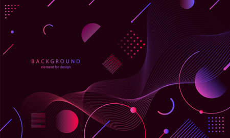 abstract gradient background. wave element for design. Digital frequency track equalizer. Stylized line art. Colorful shiny wave with lines created using blend tool. Curved wavy line smooth stripe. vector illustration.のイラスト素材