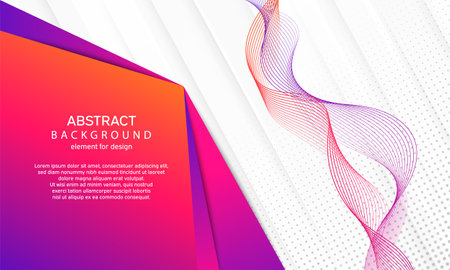 Minimal geometric abstract gradient background. Bright design texture. Colorful shiny wave with lines. Curved wavy line. Dynamic shape composition. purple and red. Pink and Orange. vectorのイラスト素材