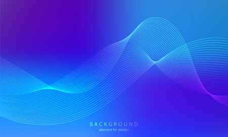 abstract gradient background. wave element for design. Digital frequency track equalizer. Stylized line art. Colorful shiny wave with lines created using blend tool. Curved wavy line smooth stripe. vector illustration.のイラスト素材