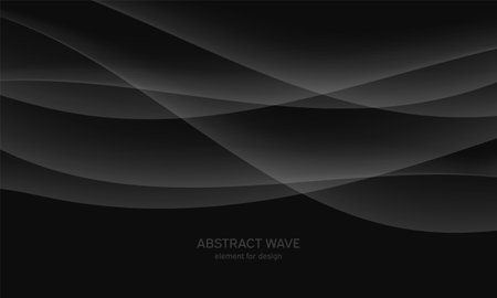 Abstract black background with smooth gray line, wave. Modern, luxury and fashion backdrop with Smooth Curves, Elegant Design, and Futuristic Style. Black gradient geometric. vector illustrationのイラスト素材
