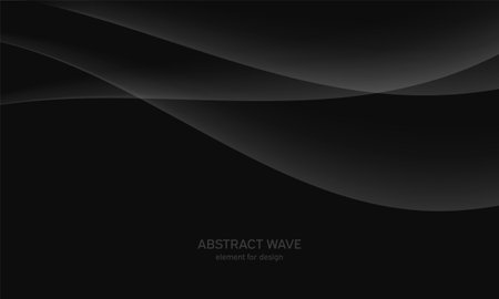Abstract black background with smooth gray line, wave. Modern, luxury and fashion backdrop with Smooth Curves, Elegant Design, and Futuristic Style. Black gradient geometric. vector illustrationのイラスト素材