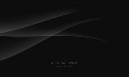 Abstract black background with smooth gray line, wave. Modern, luxury and fashion backdrop with Smooth Curves, Elegant Design, and Futuristic Style. Black gradient geometric. vector illustrationのイラスト素材