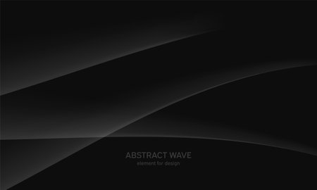 Abstract black background with smooth gray line, wave. Modern, luxury and fashion backdrop with Smooth Curves, Elegant Design, and Futuristic Style. Black gradient geometric. vector illustrationのイラスト素材