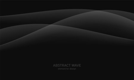 Abstract black background with smooth gray line, wave. Modern, luxury and fashion backdrop with Smooth Curves, Elegant Design, and Futuristic Style. Black gradient geometric. vector illustrationのイラスト素材