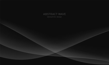 Abstract black background with smooth gray line, wave. Modern, luxury and fashion backdrop with Smooth Curves, Elegant Design, and Futuristic Style. Black gradient geometric. vector illustrationのイラスト素材