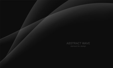 Abstract black background with smooth gray line, wave. Modern, luxury and fashion backdrop with Smooth Curves, Elegant Design, and Futuristic Style. Black gradient geometric. vector illustrationのイラスト素材