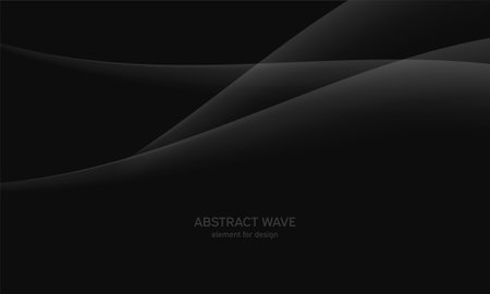 Abstract black background with smooth gray line, wave. Modern, luxury and fashion backdrop with Smooth Curves, Elegant Design, and Futuristic Style. Black gradient geometric. vector illustrationのイラスト素材