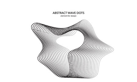 Abstract wave dotted element for design. Stylized line with dot on art background. Waves range with lines dots. Digital frequency track equalizer. Curved smooth wavy string. vector illustrationのイラスト素材