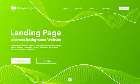 Gradient abstract wave background. Landing page. Template for websites or apps. modern design. Digital frequency track equalizer. Green shiny wave line. Curved wavy line smooth stripe. vector style.のイラスト素材