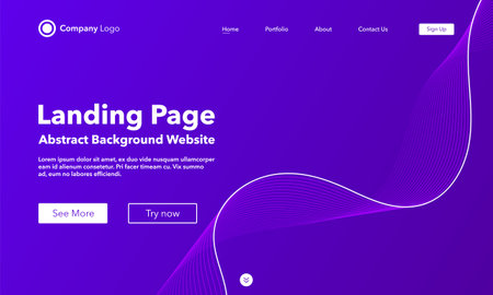 Gradient abstract wave background. Landing page. Template for websites or apps. modern design. Digital frequency track equalizer. Colorful shiny wave line. Curved wavy line smooth stripe. Vector.のイラスト素材