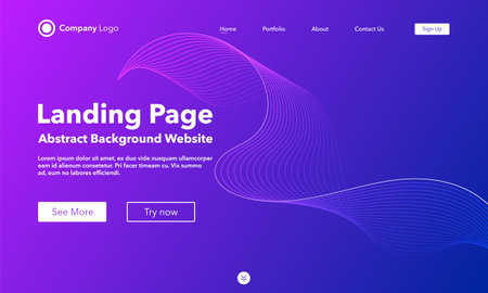 Gradient abstract wave background. Landing page. Template for websites or apps. modern design. Digital frequency track equalizer. Colorful shiny wave line. Curved wavy line smooth stripe. Vector.のイラスト素材