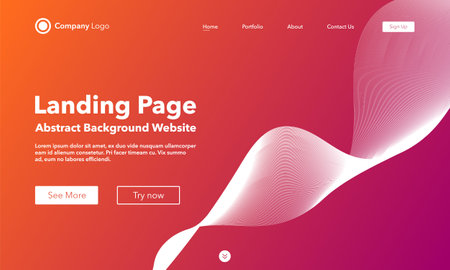 Gradient abstract wave background. Landing page. Template for websites or apps. modern design. Digital frequency track equalizer. Colorful shiny wave line. Curved wavy line smooth stripe. Vector.のイラスト素材