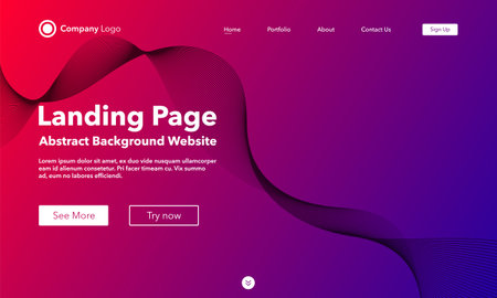 Gradient abstract wave background. Landing page. Template for websites or apps. modern design. Digital frequency track equalizer. Colorful shiny wave line. Curved wavy line smooth stripe. Vector.のイラスト素材