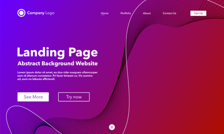 Gradient abstract wave background. Landing page. Template for websites or apps. modern design. Digital frequency track equalizer. Colorful shiny wave line. Curved wavy line smooth stripe. Vector.のイラスト素材