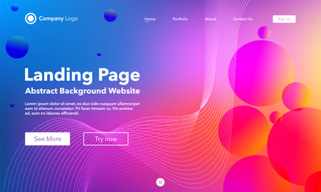 Gradient abstract wave background. Landing page. Template for websites or apps. modern design. Digital frequency track equalizer. Colorful shiny wave line. Curved wavy line smooth stripe. Vector.のイラスト素材