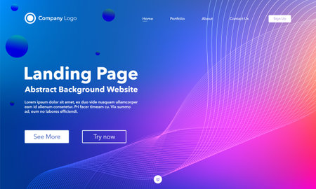 Gradient abstract wave background. Landing page. Template for websites or apps. modern design. Digital frequency track equalizer. Colorful shiny wave line. Curved wavy line smooth stripe. Vector.のイラスト素材