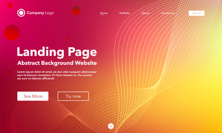 Gradient abstract wave background. Landing page. Template for websites or apps. modern design. Digital frequency track equalizer. Yellow shiny wave line. Curved wavy line smooth stripe. vector style.のイラスト素材