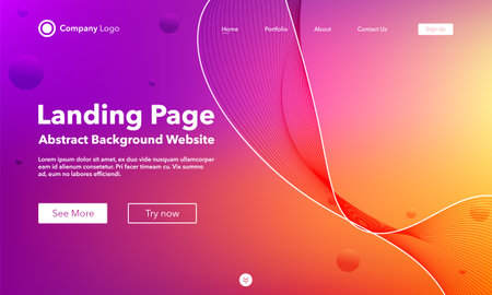 Gradient abstract wave background. Landing page. Template for websites or apps. modern design. Digital frequency track equalizer. Orange shiny wave line. Curved wavy line smooth stripe. vector style.のイラスト素材