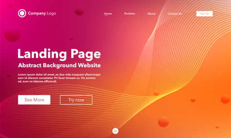 Gradient abstract wave background. Landing page. Template for websites or apps. modern design. Digital frequency track equalizer. Orange shiny wave line. Curved wavy line smooth stripe. vector style.のイラスト素材