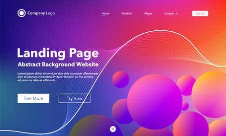 Gradient abstract wave background. Landing page. Template for websites or apps. modern design. Digital frequency track equalizer. Pink shiny wave line. Curved wavy line smooth stripe. vector style.のイラスト素材