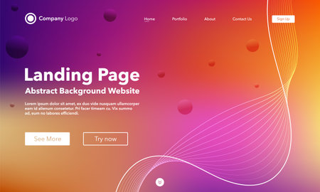 Gradient abstract wave background. Landing page. Template for websites or apps. modern design. Digital frequency track equalizer. Orange and pink shiny wave line. Curved wavy line smooth stripe. vector style.のイラスト素材