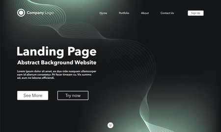 Gradient abstract wave background. Landing page. Template for websites or apps. modern design. Digital frequency track equalizer. Colorful shiny wave line. Curved wavy line smooth stripe. Vector.のイラスト素材