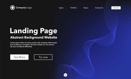 Gradient abstract wave background. Landing page. Template for websites or apps. modern design. Digital frequency track equalizer. Colorful shiny wave line. Curved wavy line smooth stripe. Vector.のイラスト素材