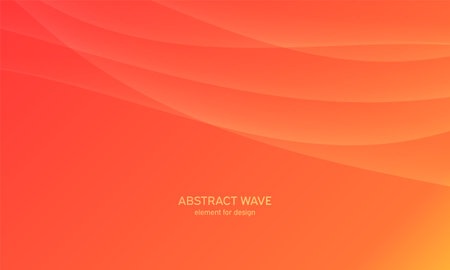 Abstract wave element for design. orange. Digital frequency track equalizer. Stylized line art background. Colorful shiny wave with lines created using blend tool. Curved wavy line, smooth stripeのイラスト素材