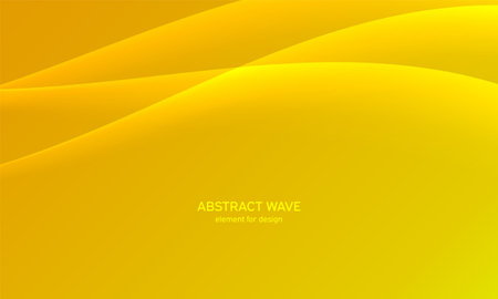 Abstract wave element for design. yellow. Digital frequency track equalizer. Stylized line art background. Colorful shiny wave with lines created using blend tool. Curved wavy line, smooth stripeのイラスト素材