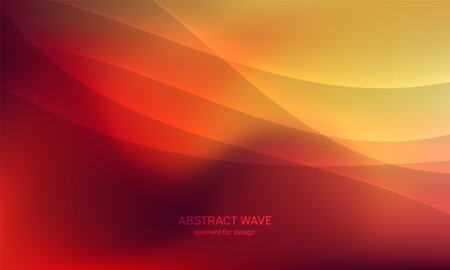 Abstract wave element for design. orange. Digital frequency track equalizer. Stylized line art background. Colorful shiny wave with lines created using blend tool. Curved wavy line, smooth stripeのイラスト素材