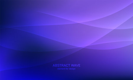 Abstract wave element for design. Purple. Digital frequency track equalizer. Stylized line art background. Colorful shiny wave with lines created using blend tool. Curved wavy line, smooth stripe. vector illustrationのイラスト素材