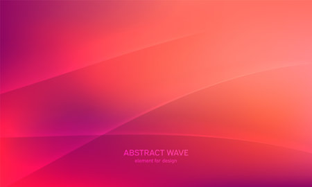 Abstract wave element for design. Pink. Digital frequency track equalizer. Stylized line art background. Colorful shiny wave with lines created using blend tool. Curved wavy line, smooth stripe. vector illustrationのイラスト素材