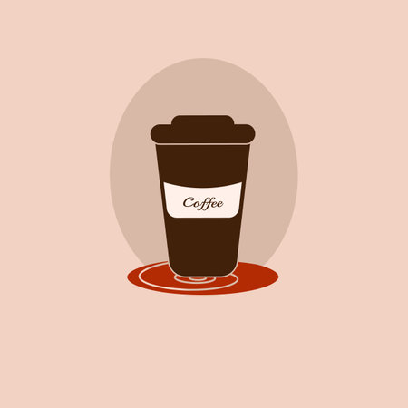 Paper cup coffee vector art with light brown background flat designのイラスト素材