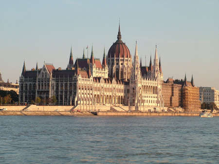 Budapest Parliament along the river Danubeの写真素材