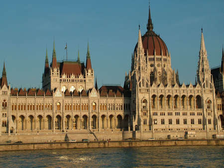 Budapest Parliament along the river Danubeの写真素材