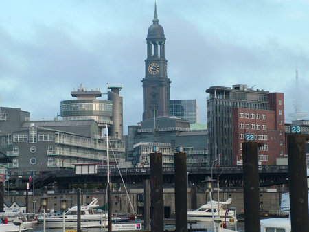 Hamburg Port with its Skylineの写真素材