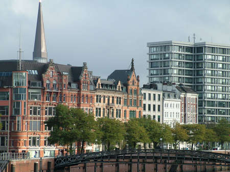 Skyline at Hamburg Port Germanyの写真素材
