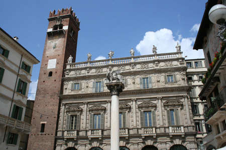 Piazza Erbe Square of Verona Italyの写真素材