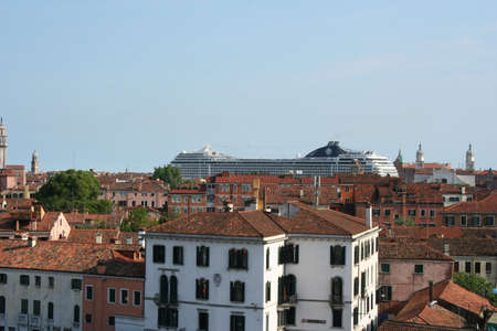 Cruiseship in Venice Italyの写真素材